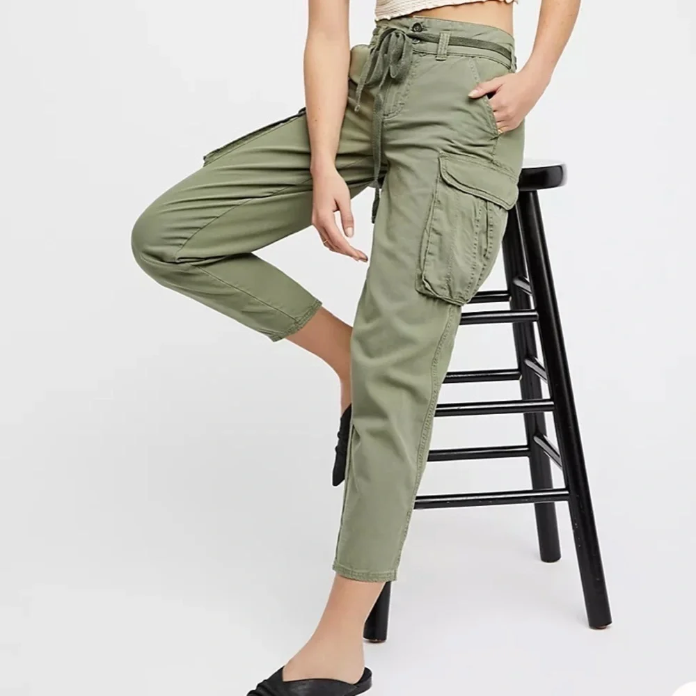 FREE PEOPLE Desert Cargo Pant Moss Green Utility Casual Comfort Size 25